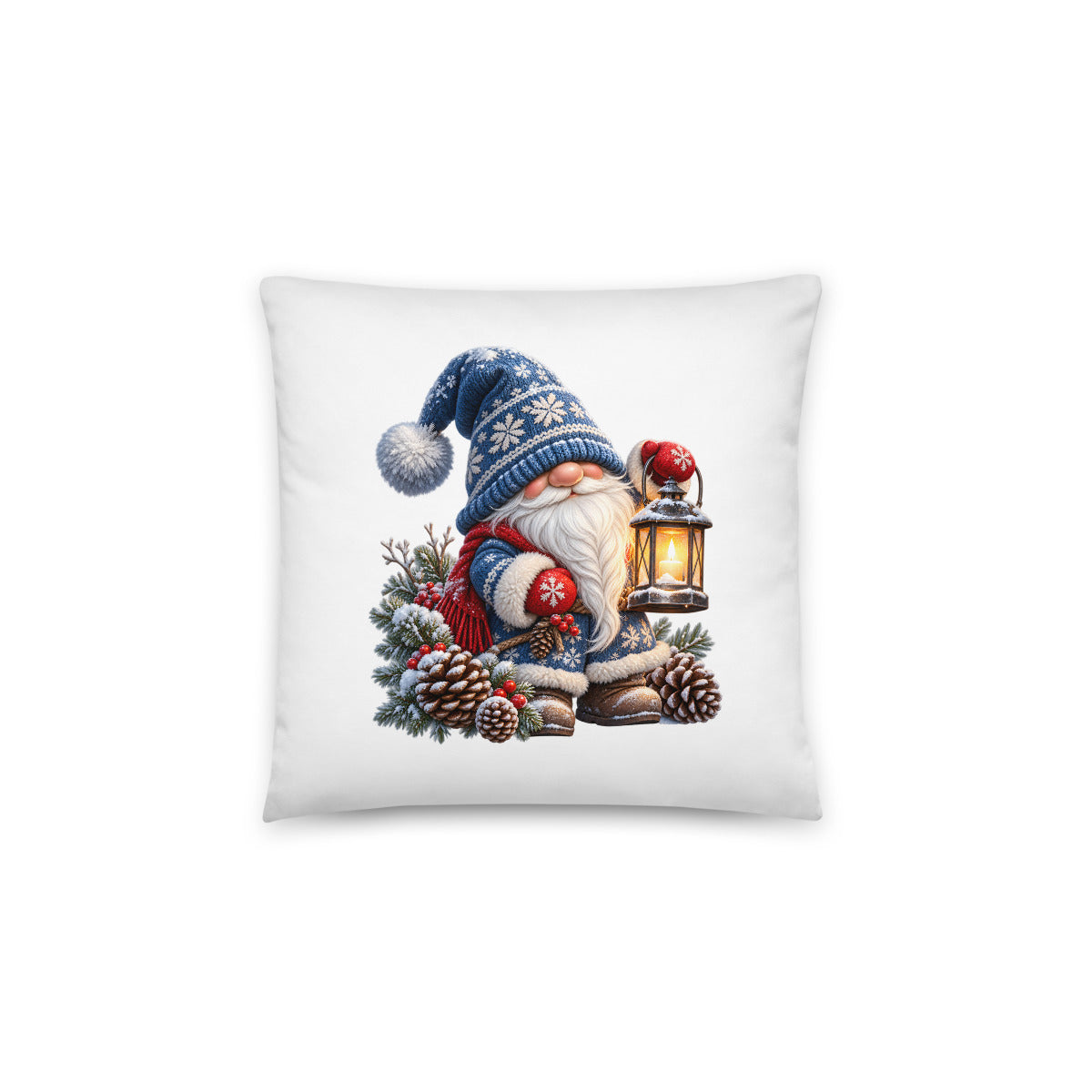 Winterwichtel mit Laterne – Dekokissen 14 × 14 Zoll mit Füllung