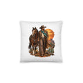 Cowboy im Abendrot – Dekokissen 14 × 14 Zoll mit Füllung