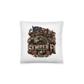 USMC Semper Fi Gruppe mit Flagge – Dekokissen 14 × 14 Zoll mit Füllung