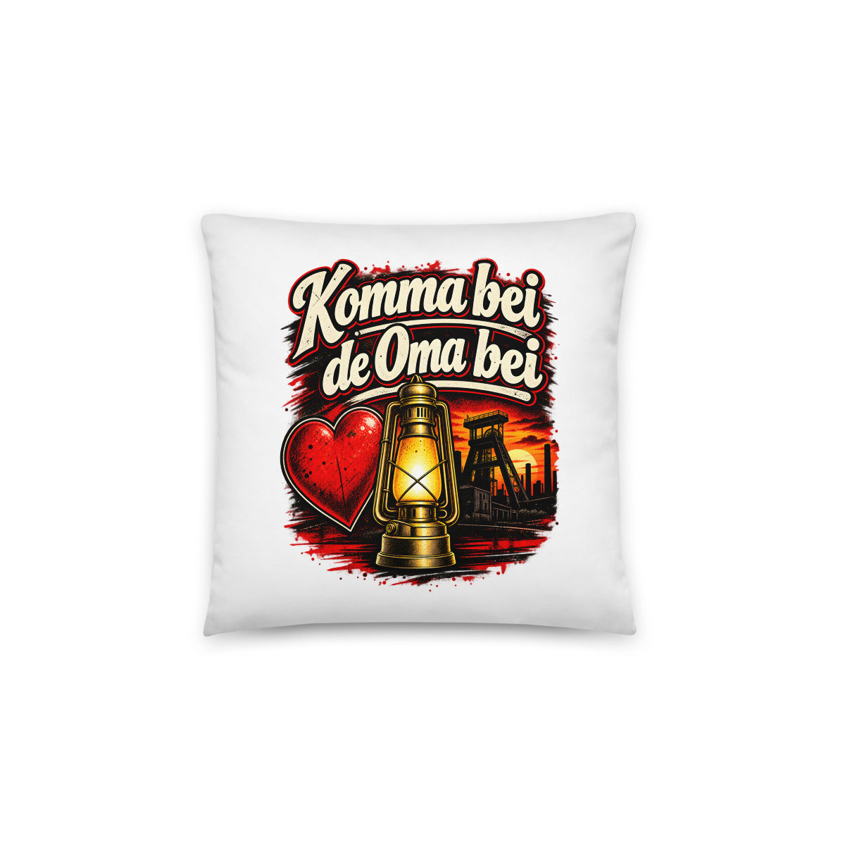 Komma bei de Oma bei – Dekokissen 14 × 14 Zoll mit Füllung