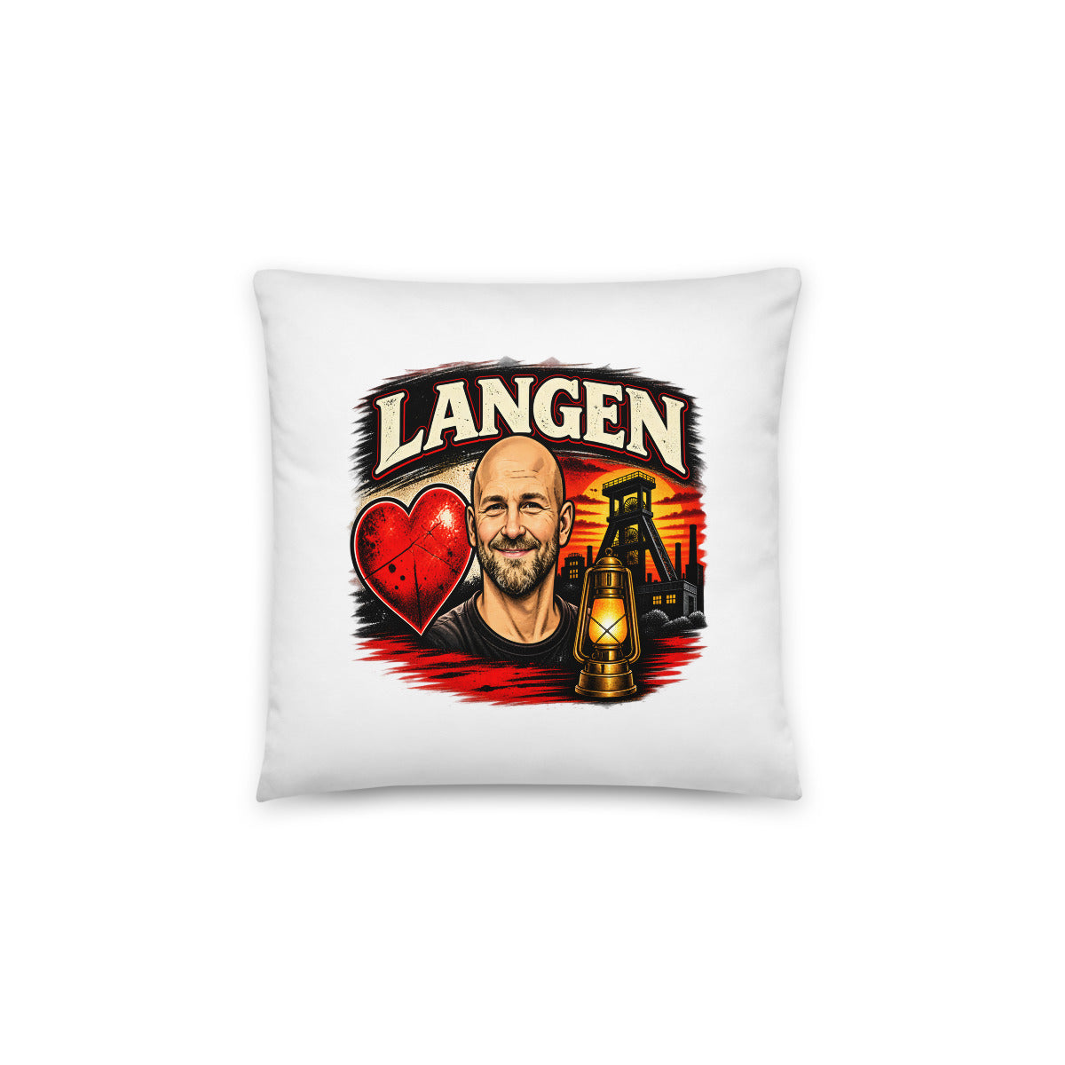 Langen Bergbau-Portrait – Dekokissen 14 × 14 Zoll mit Füllung