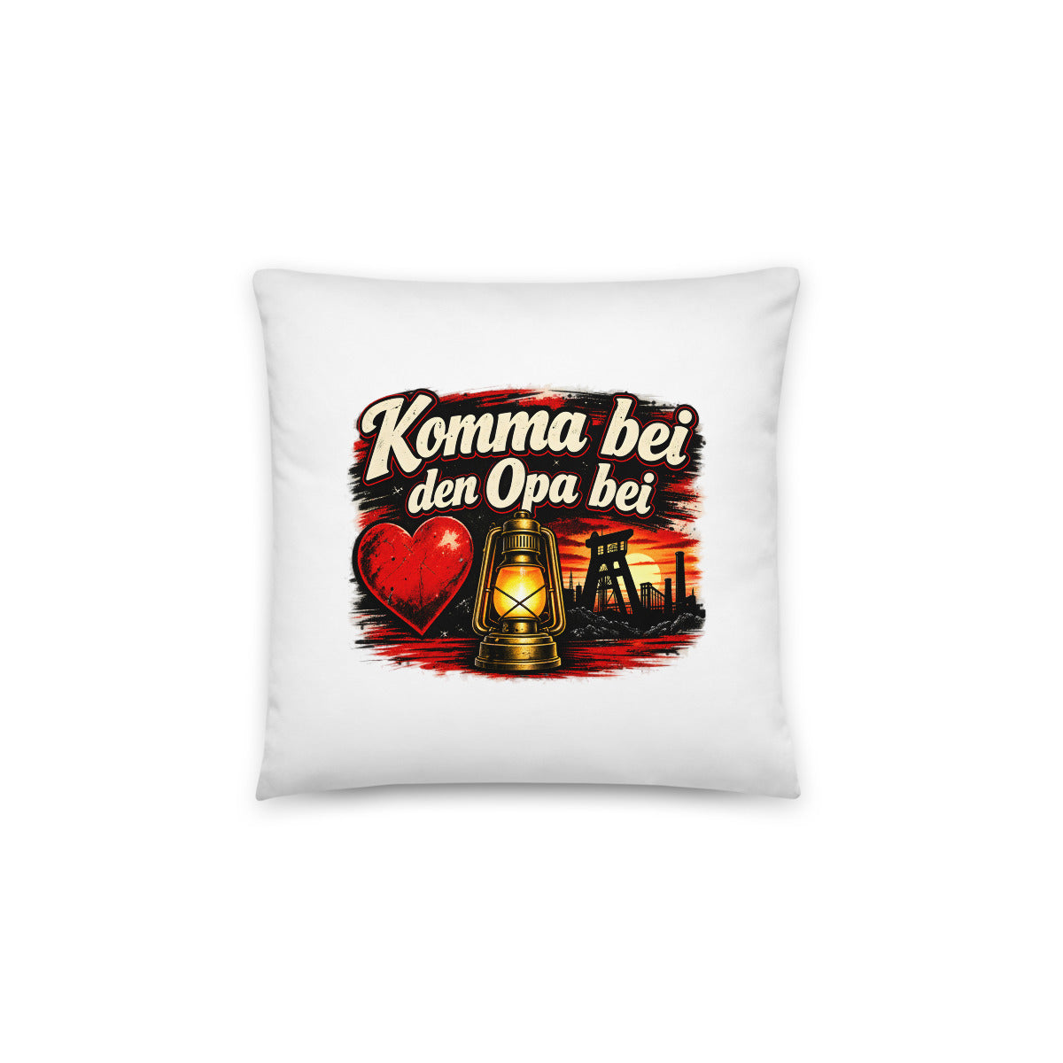 Komma bei den Opa bei – Dekokissen 14 × 14 Zoll mit Füllung