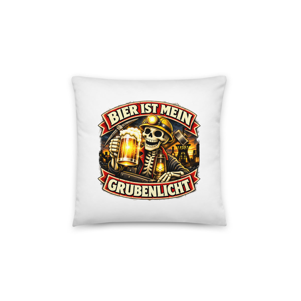 Bier ist mein Grubenlicht – Dekokissen 14 × 14 Zoll mit Füllung
