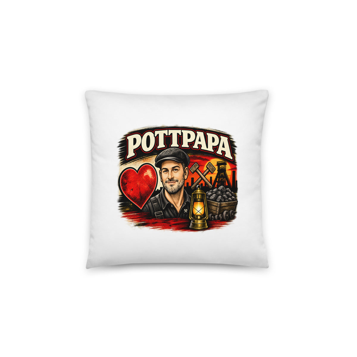 Pottpapa Bergmanns-Porträt – Dekokissen 14 × 14 Zoll mit Füllung