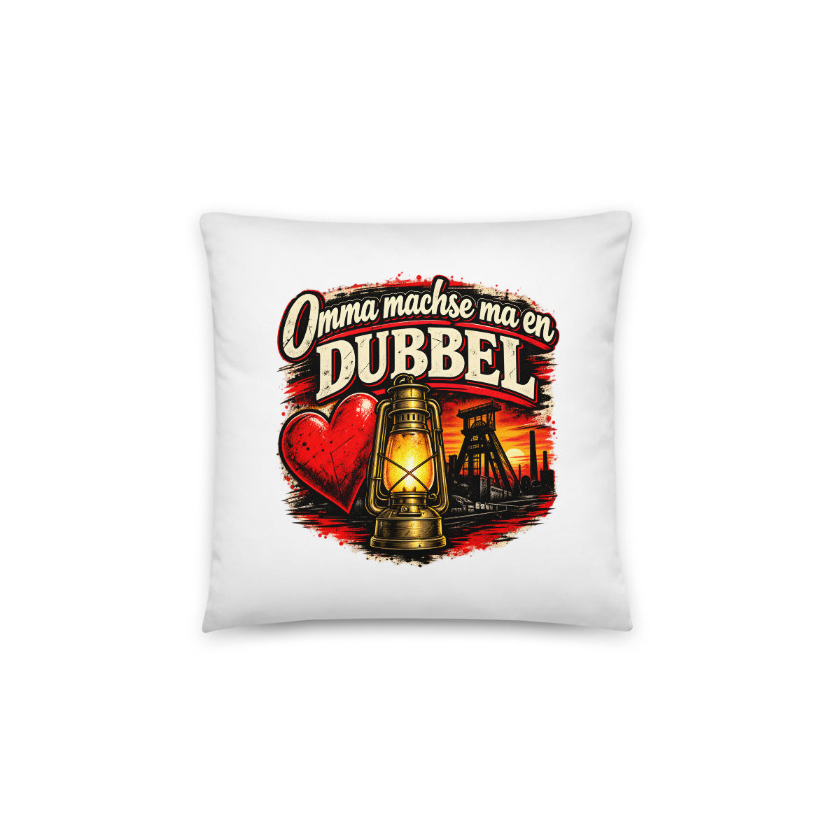 Omma machse ma en Dubbel – Dekokissen 14 × 14 Zoll mit Füllung