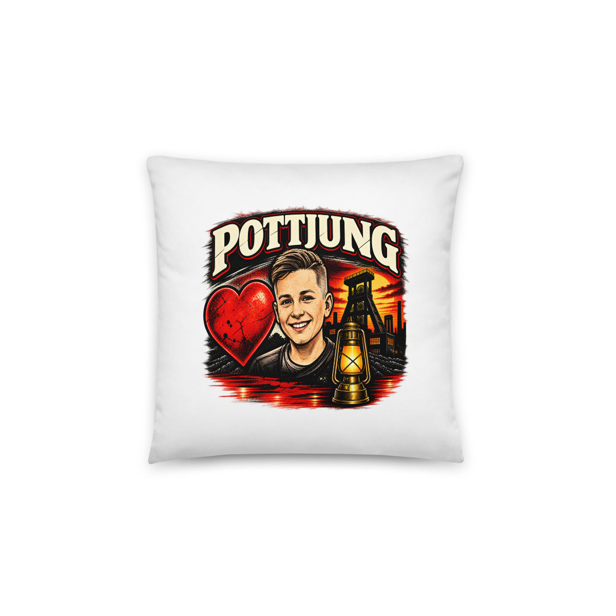 Pottjung mit Bergbau-Motiv – Dekokissen 14 × 14 Zoll mit Füllung