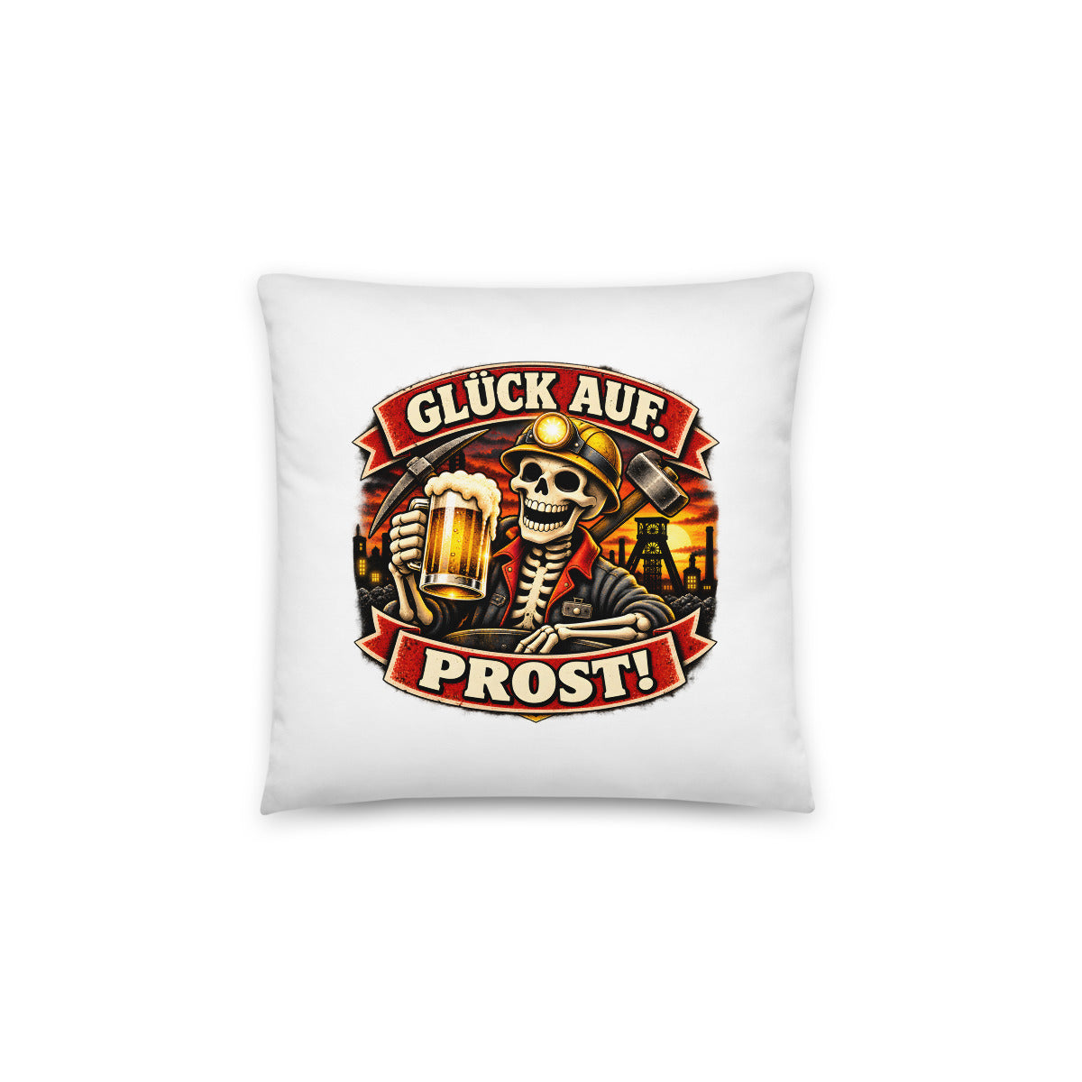 Glück Auf. Prost! – Dekokissen 14 × 14 Zoll mit Füllung