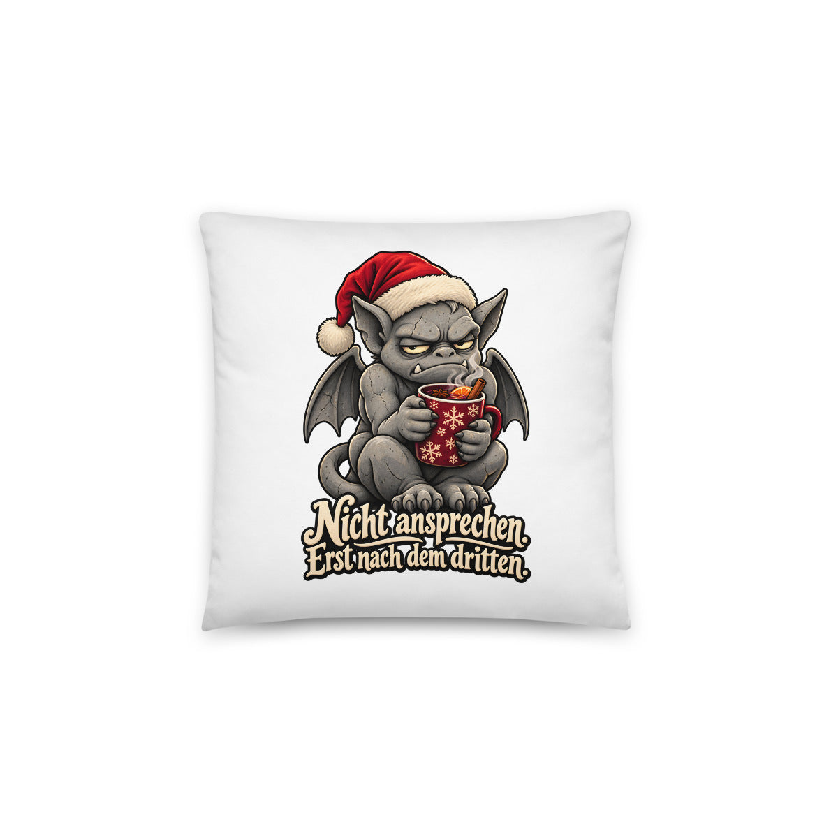 Glühwein-Gargoyle – Dekokissen 14 × 14 Zoll mit Füllung