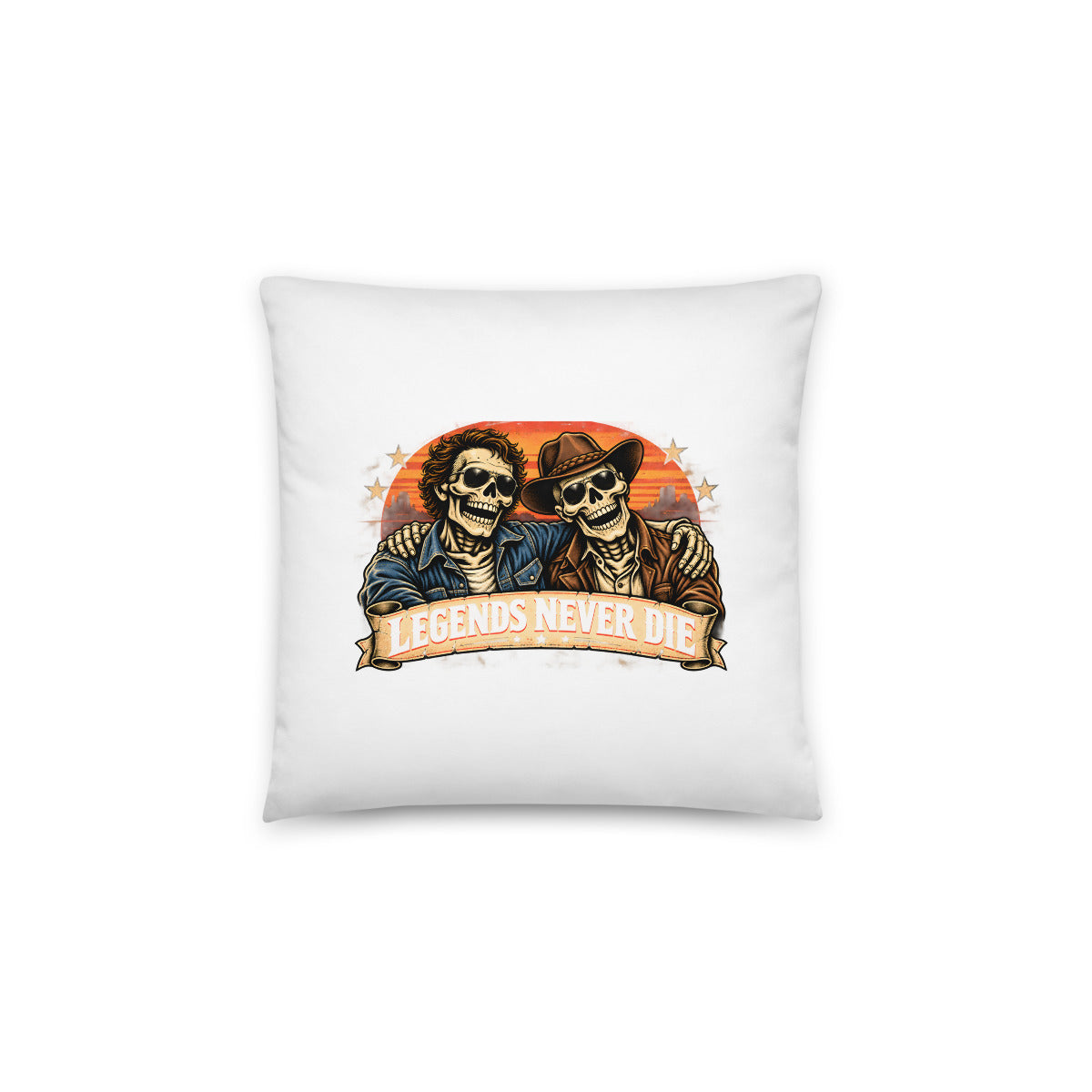 Legends Never Die - Skelettfreunde – Dekokissen 14 × 14 Zoll mit Füllung