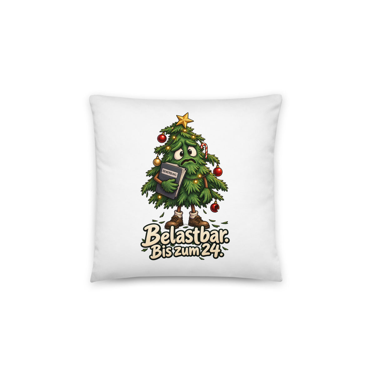 Weihnachtsbaum auf Jobsuche – Dekokissen 14 × 14 Zoll mit Füllung