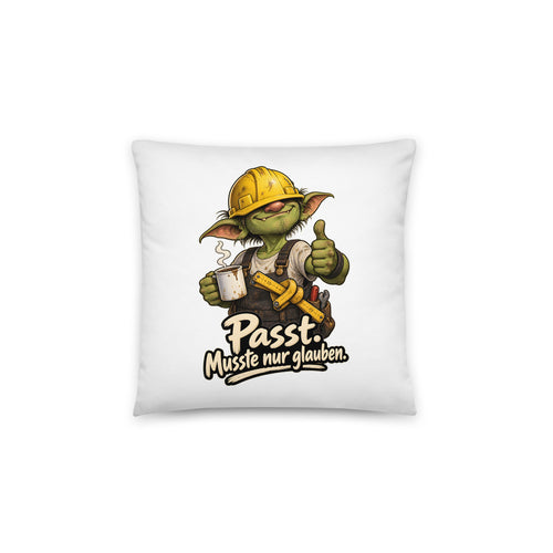 Baustellen-Kobold – Dekokissen 14 × 14 Zoll mit Füllung