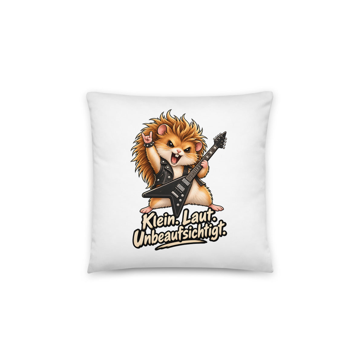 Heavy-Metal-Hamster – Dekokissen 14 × 14 Zoll mit Füllung