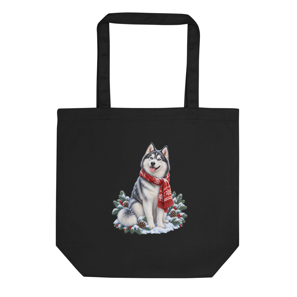 Husky im Winterwind – Bio-Baumwolltasche – Frontdruck