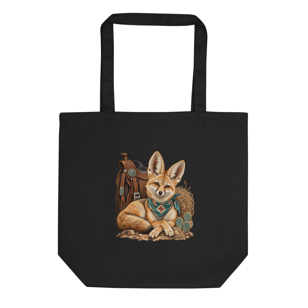 Wüstenfuchs auf Reise – Bio-Baumwolltasche – Frontdruck