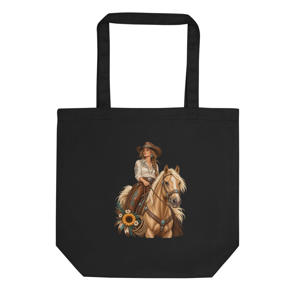 Cowgirl der Prärie – Bio-Baumwolltasche – Frontdruck