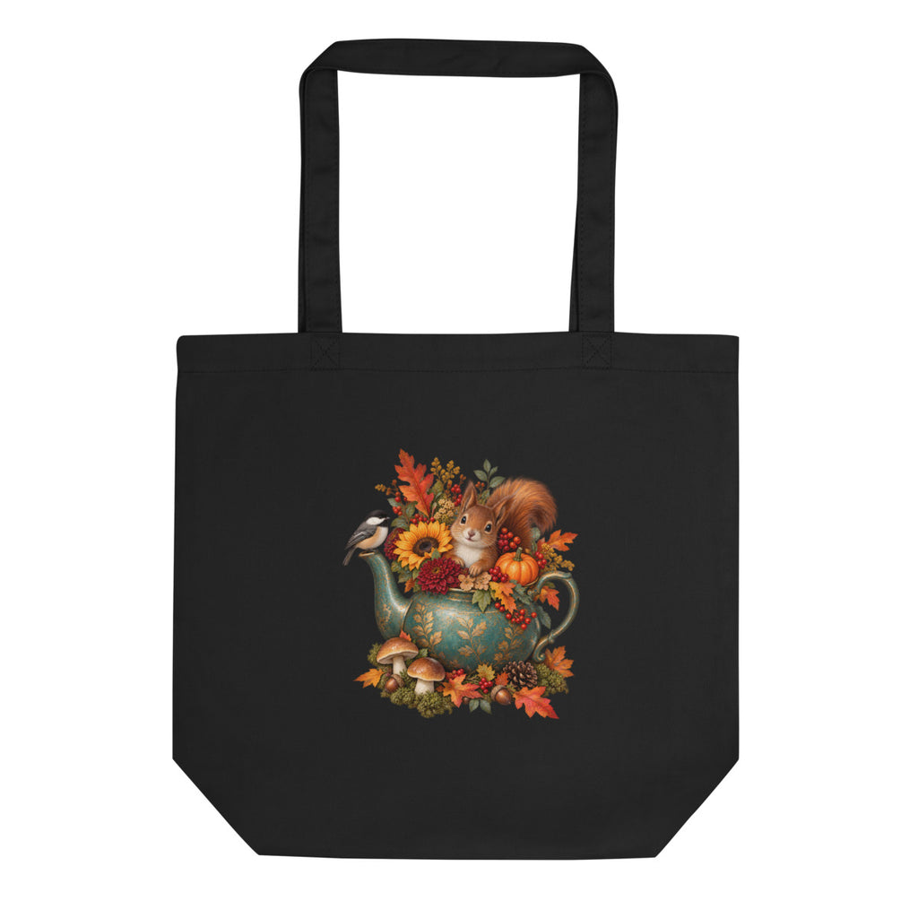 Herbstzauber im Teekessel – Bio-Baumwolltasche – Frontdruck