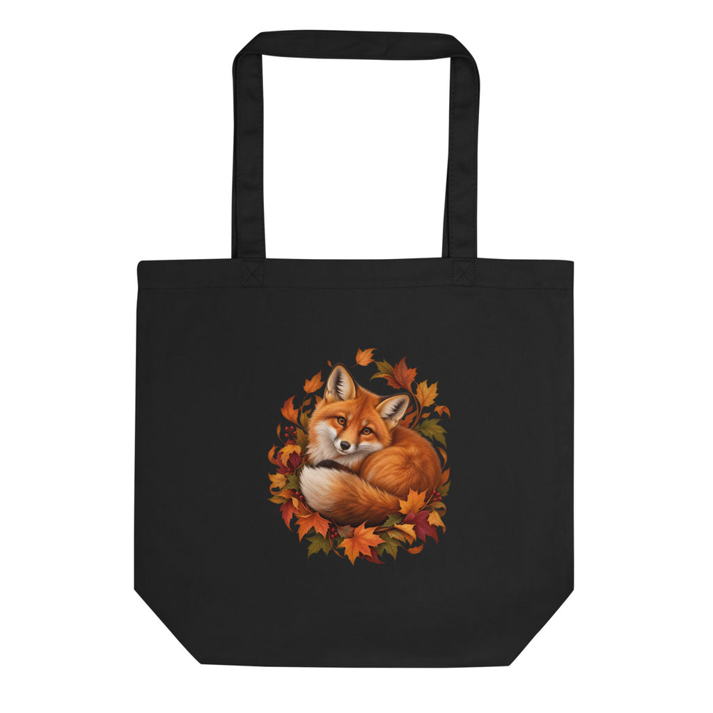 Fuchs im Blätterwirbel – Bio-Baumwolltasche – Frontdruck