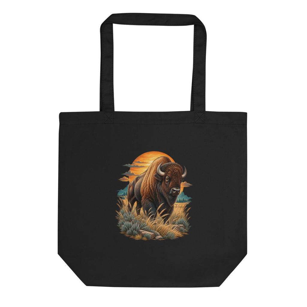 Bison im Sonnenuntergang – Bio-Baumwolltasche – Frontdruck