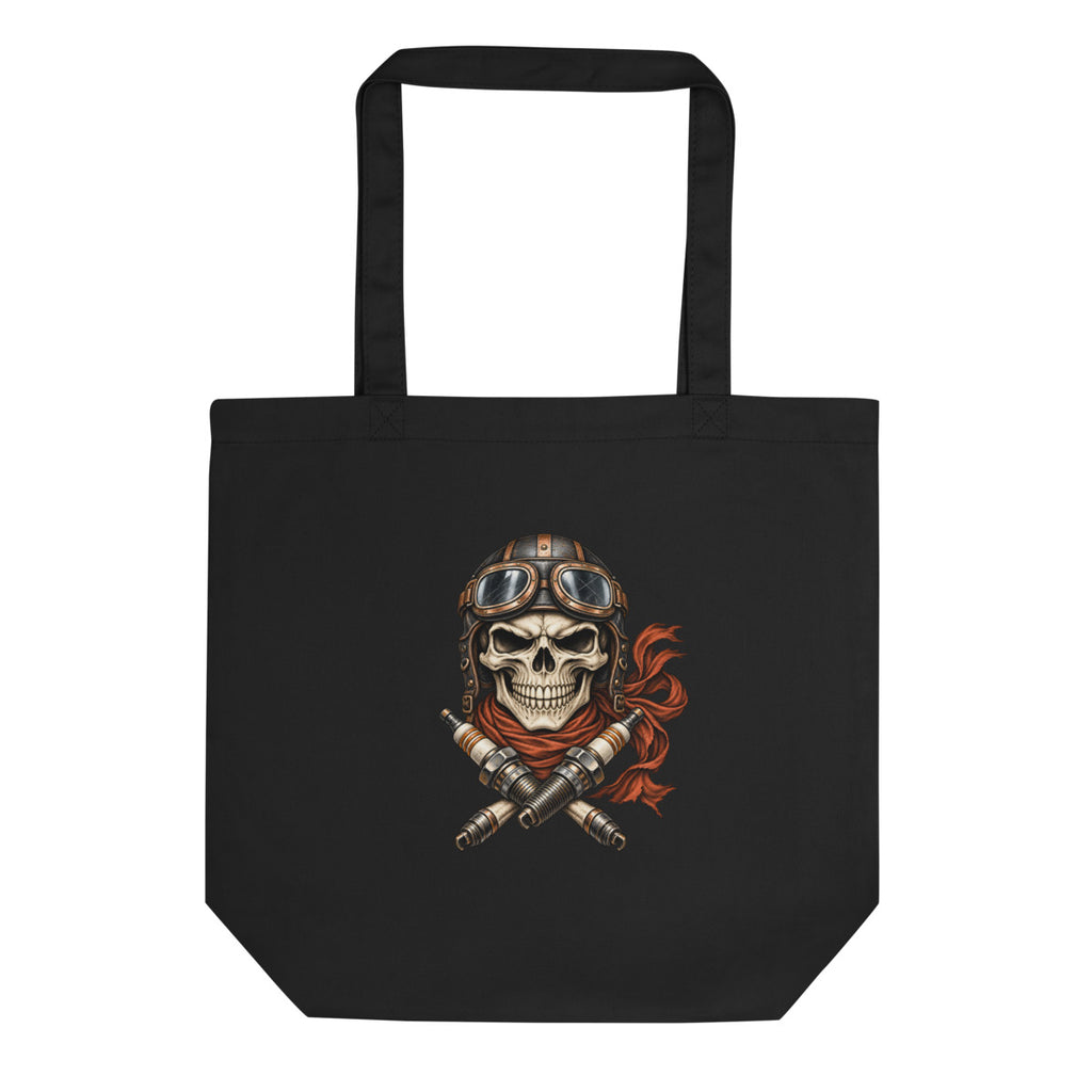 Totenkopf im Gegenwind – Bio-Baumwolltasche – Frontdruck