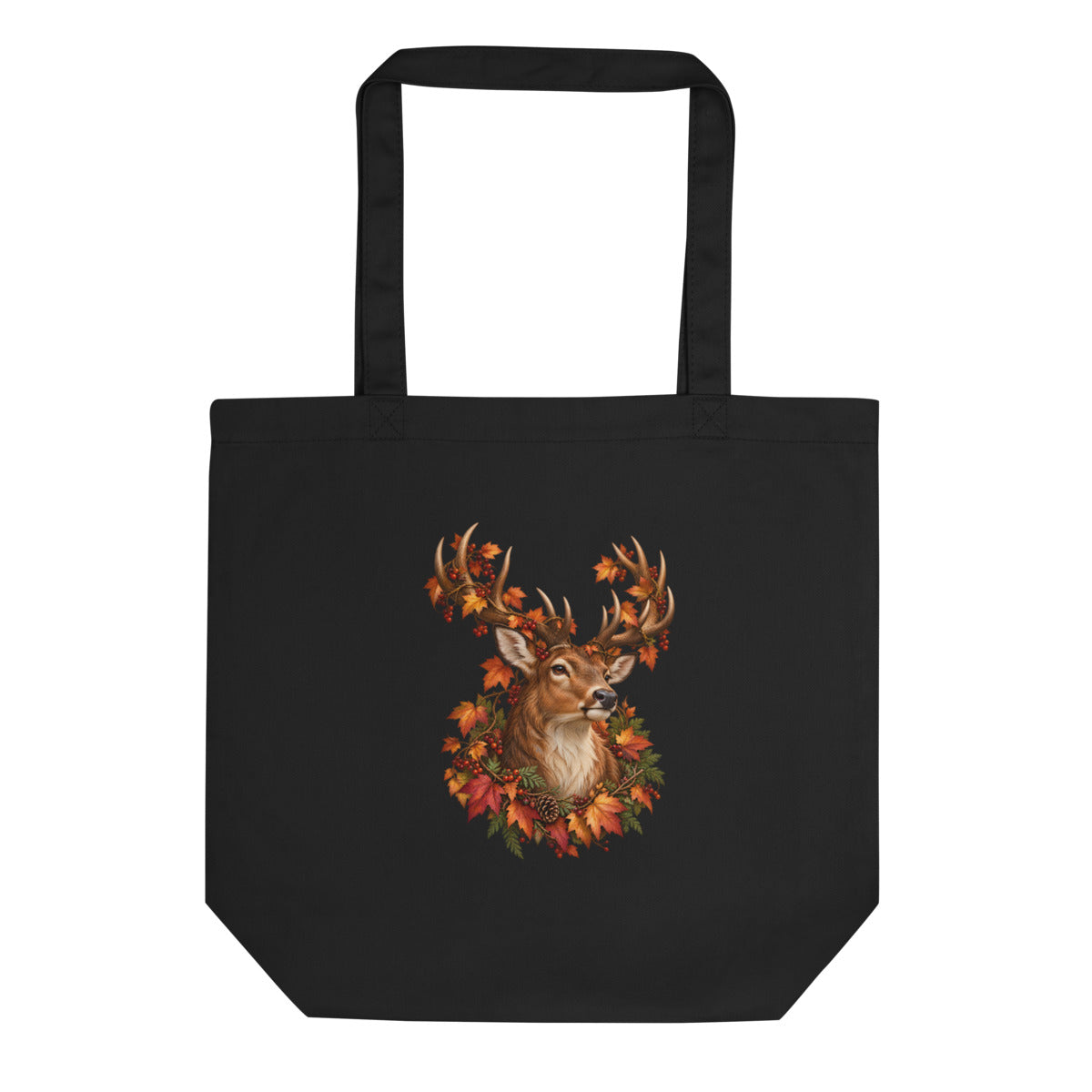 Hirsch im Kupferlaub – Bio-Baumwolltasche – Frontdruck