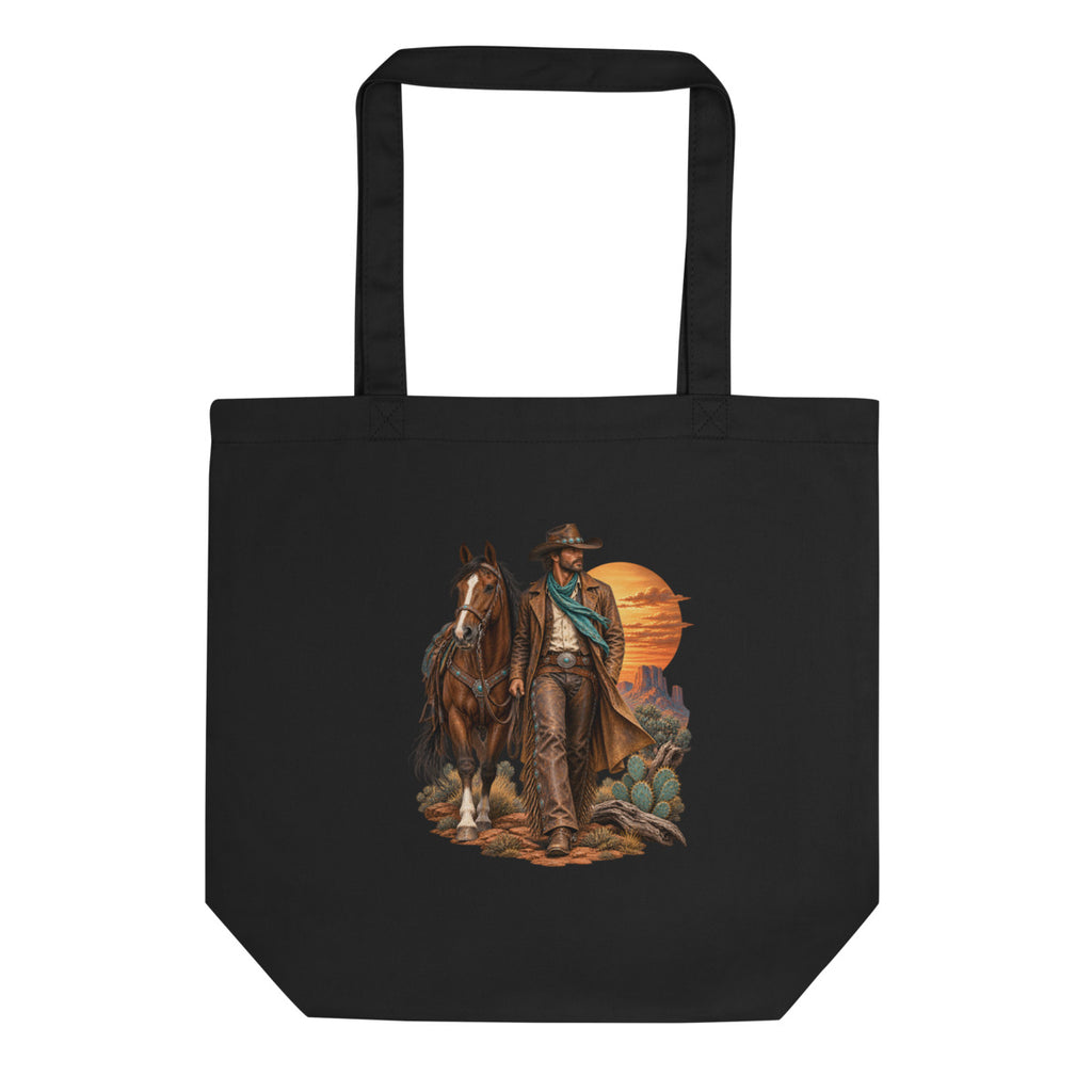 Cowboy im Abendrot – Bio-Baumwolltasche – Frontdruck
