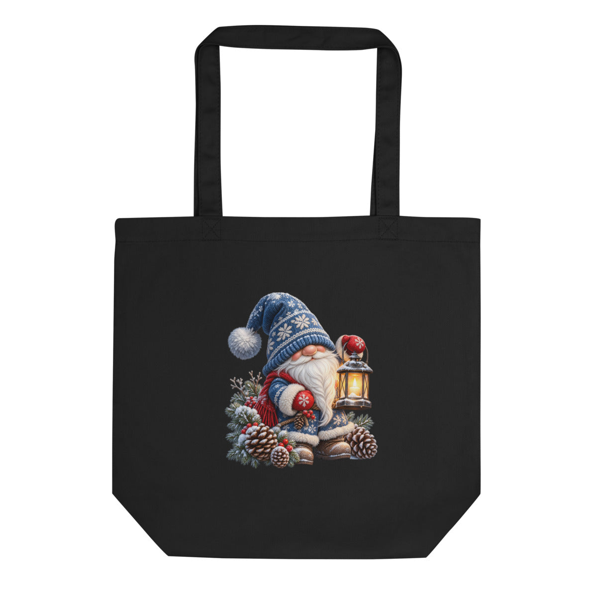 Winterwichtel mit Laterne – Bio-Baumwolltasche – Frontdruck