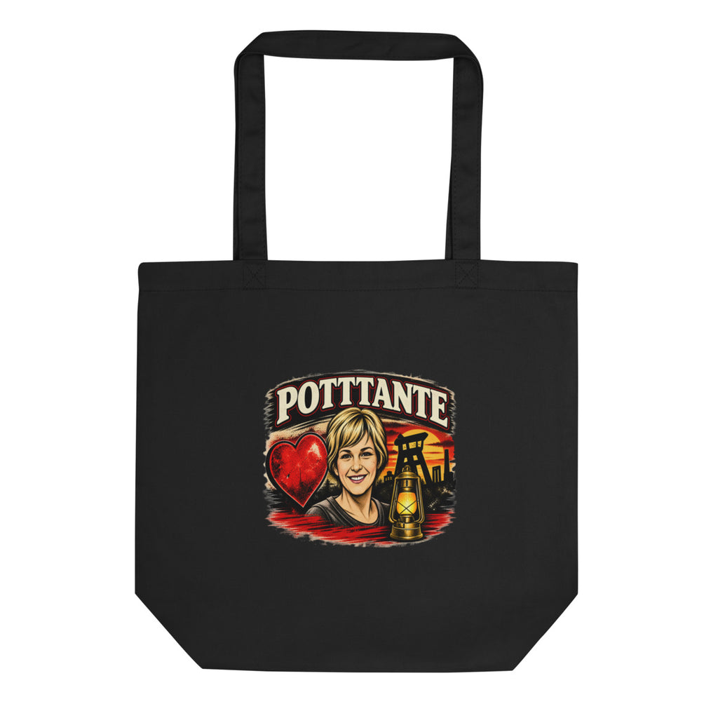 POTTANTE Bergbau Frau mit Laterne – Bio-Baumwolltasche – Frontdruck