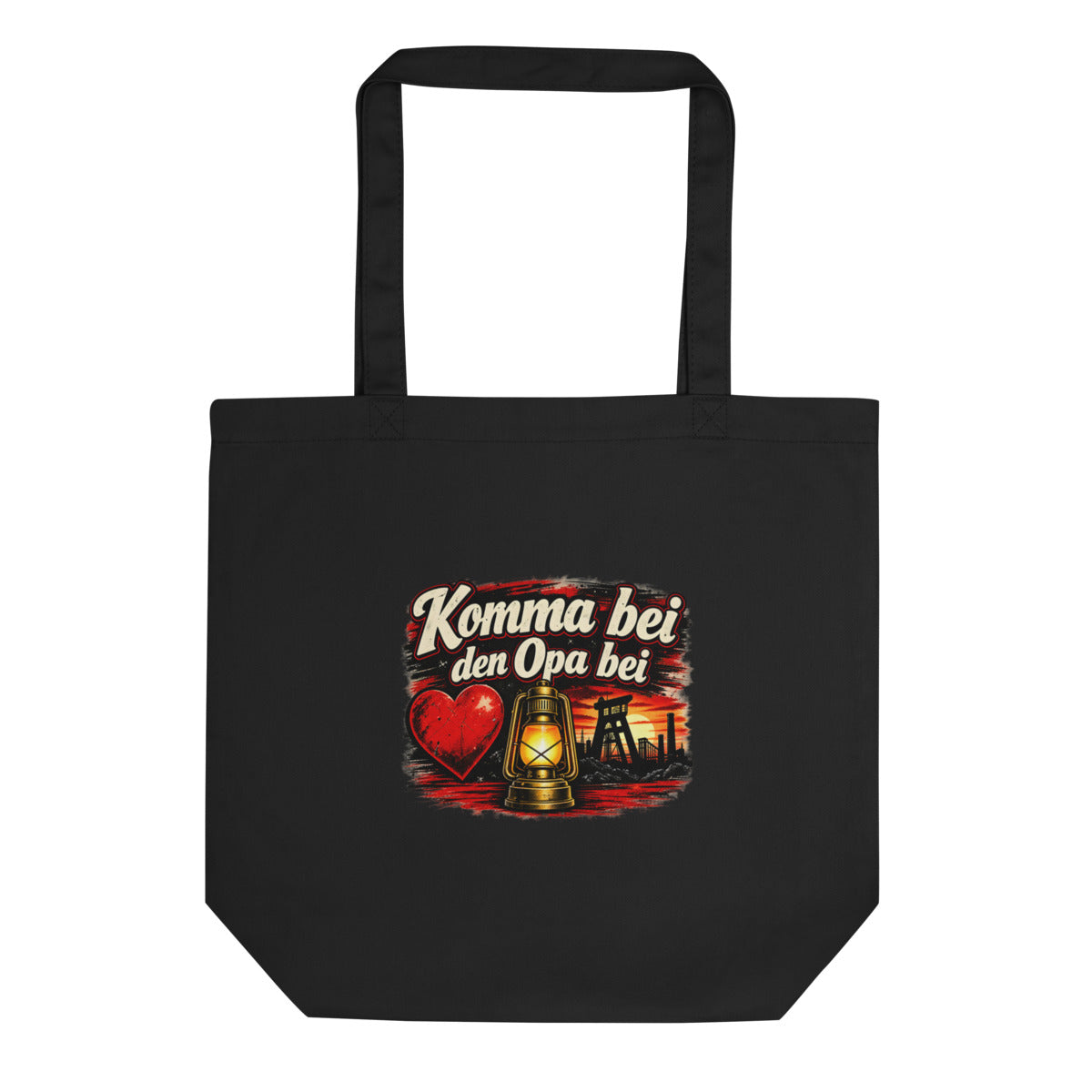 Komma bei den Opa bei – Bio-Baumwolltasche – Frontdruck