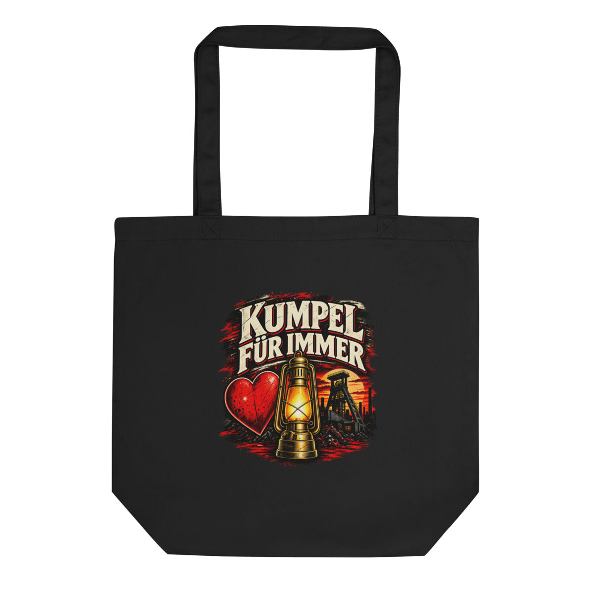 Kumpel für immer mit Bergbau-Motiv – Bio-Baumwolltasche – Frontdruck
