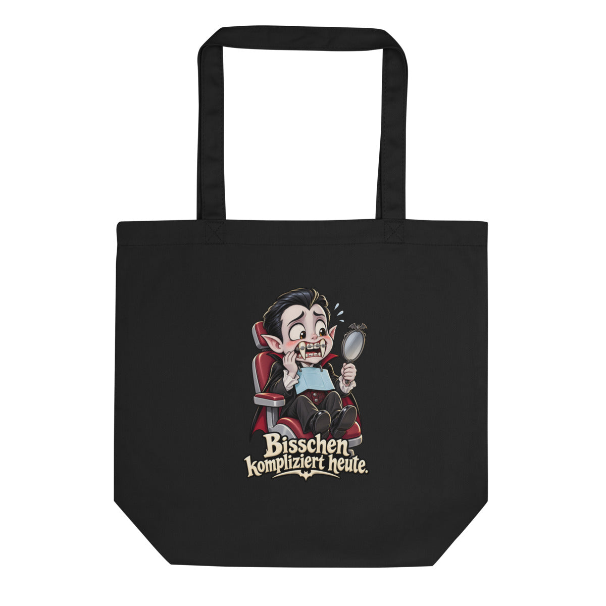 Vampir beim Zahnarzt – Bio-Baumwolltasche – Frontdruck