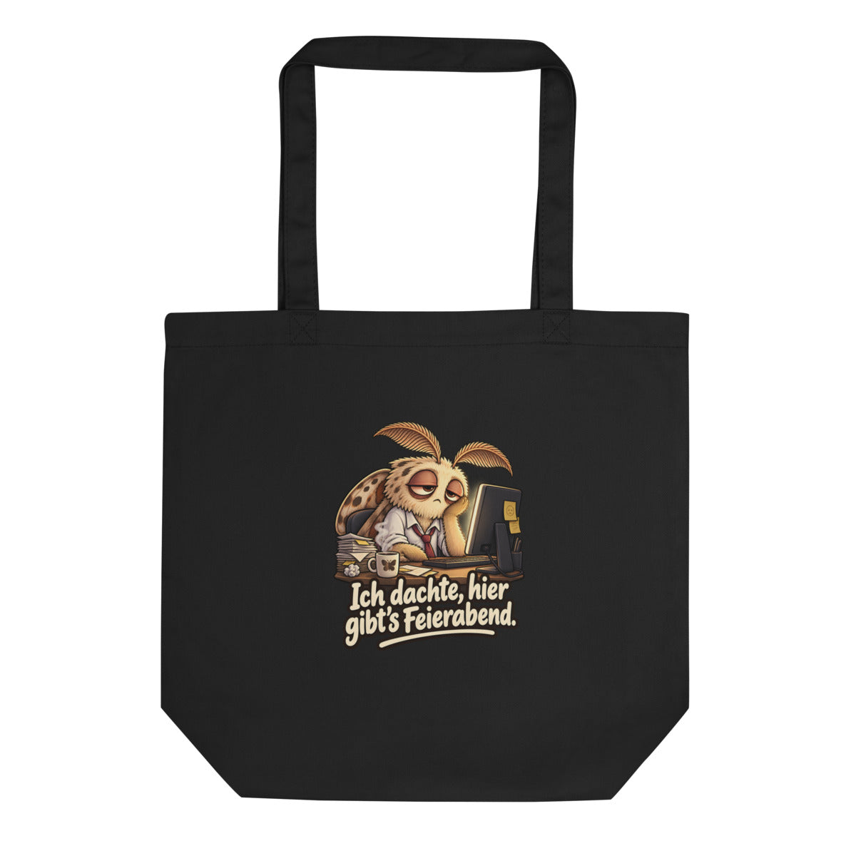 Überstunden-Motte – Bio-Baumwolltasche – Frontdruck