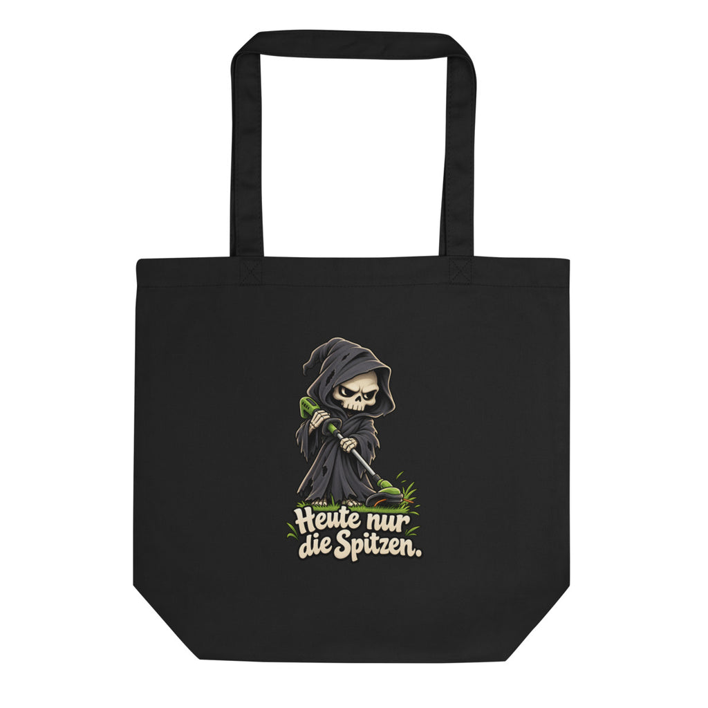 Sensenmann bei der Rasenpflege – Bio-Baumwolltasche – Frontdruck