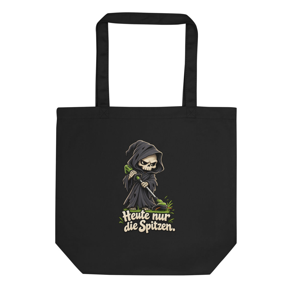 Sensenmann bei der Rasenpflege – Bio-Baumwolltasche – Frontdruck