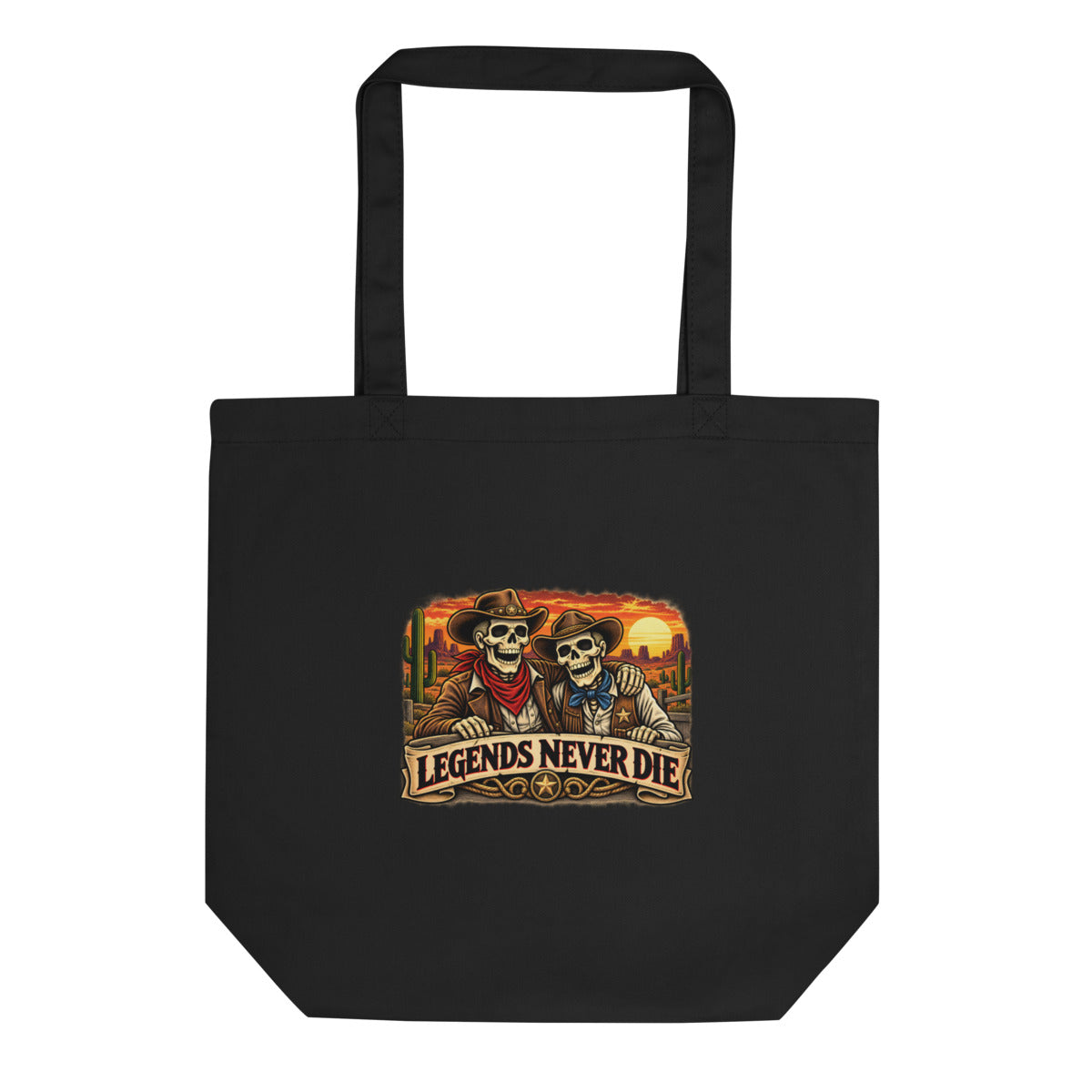 Western Skelett Legenden – Bio-Baumwolltasche – Frontdruck