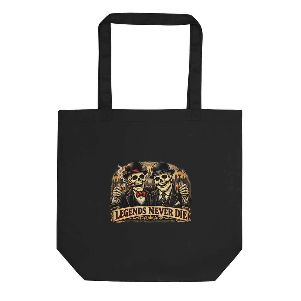Legends Never Die mit Skelett-Anzug – Bio-Baumwolltasche – Frontdruck