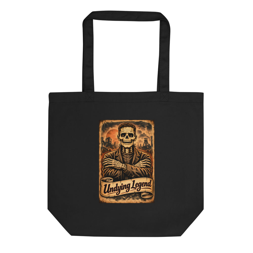 Undying Legend – Skelett mit verschränkten Armen – Bio-Baumwolltasche – Frontdruck