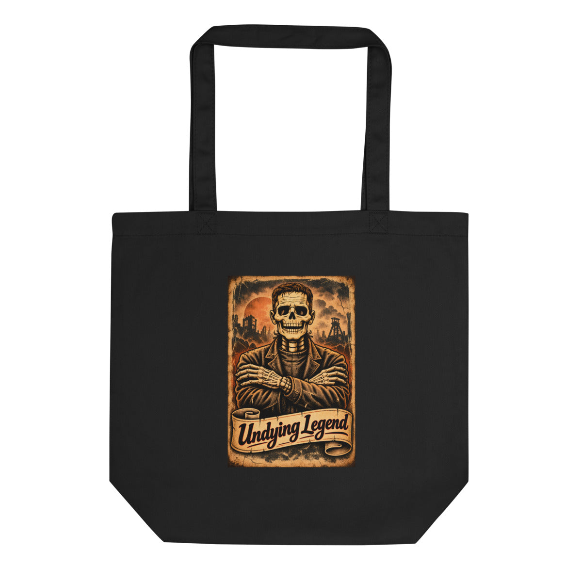 Undying Legend – Skelett mit verschränkten Armen – Bio-Baumwolltasche – Frontdruck