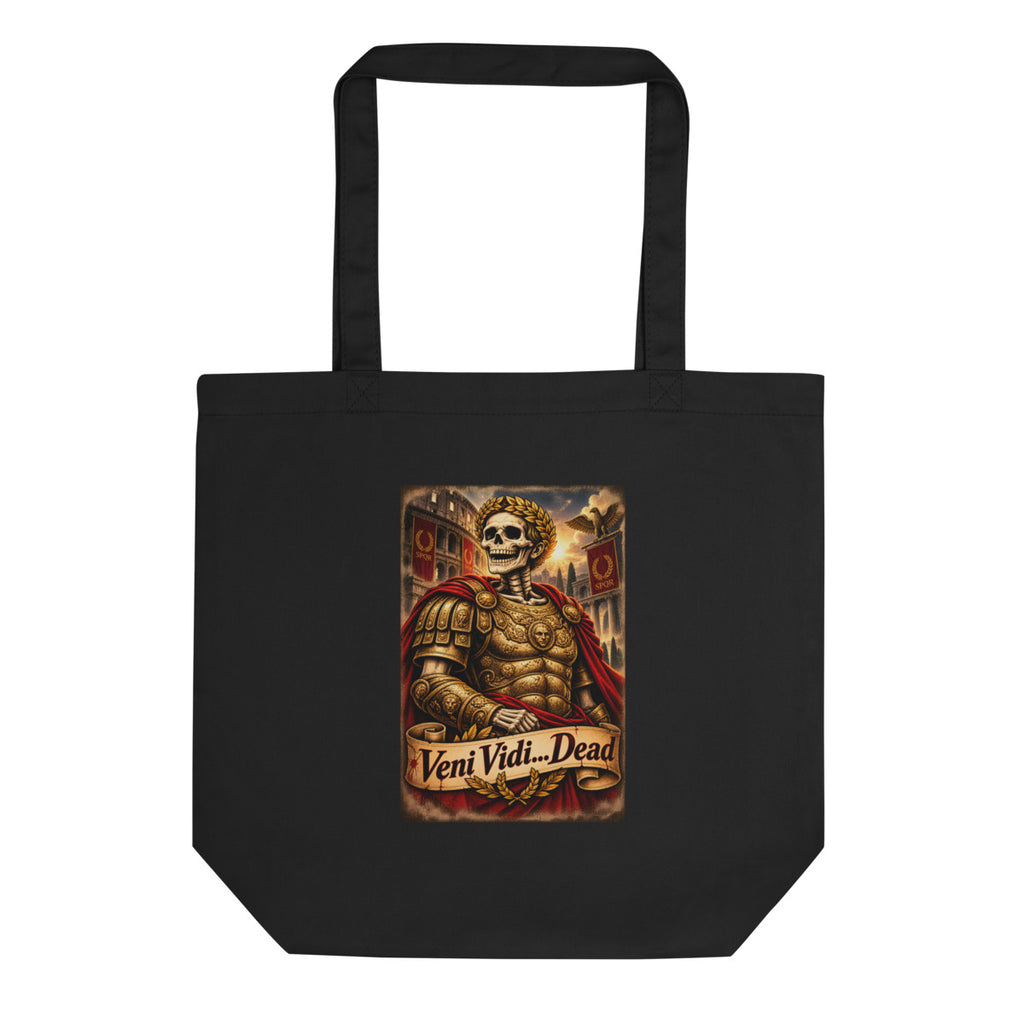 Römischer Skelett-Kaiser mit Lorbeerkranz – Bio-Baumwolltasche – Frontdruck