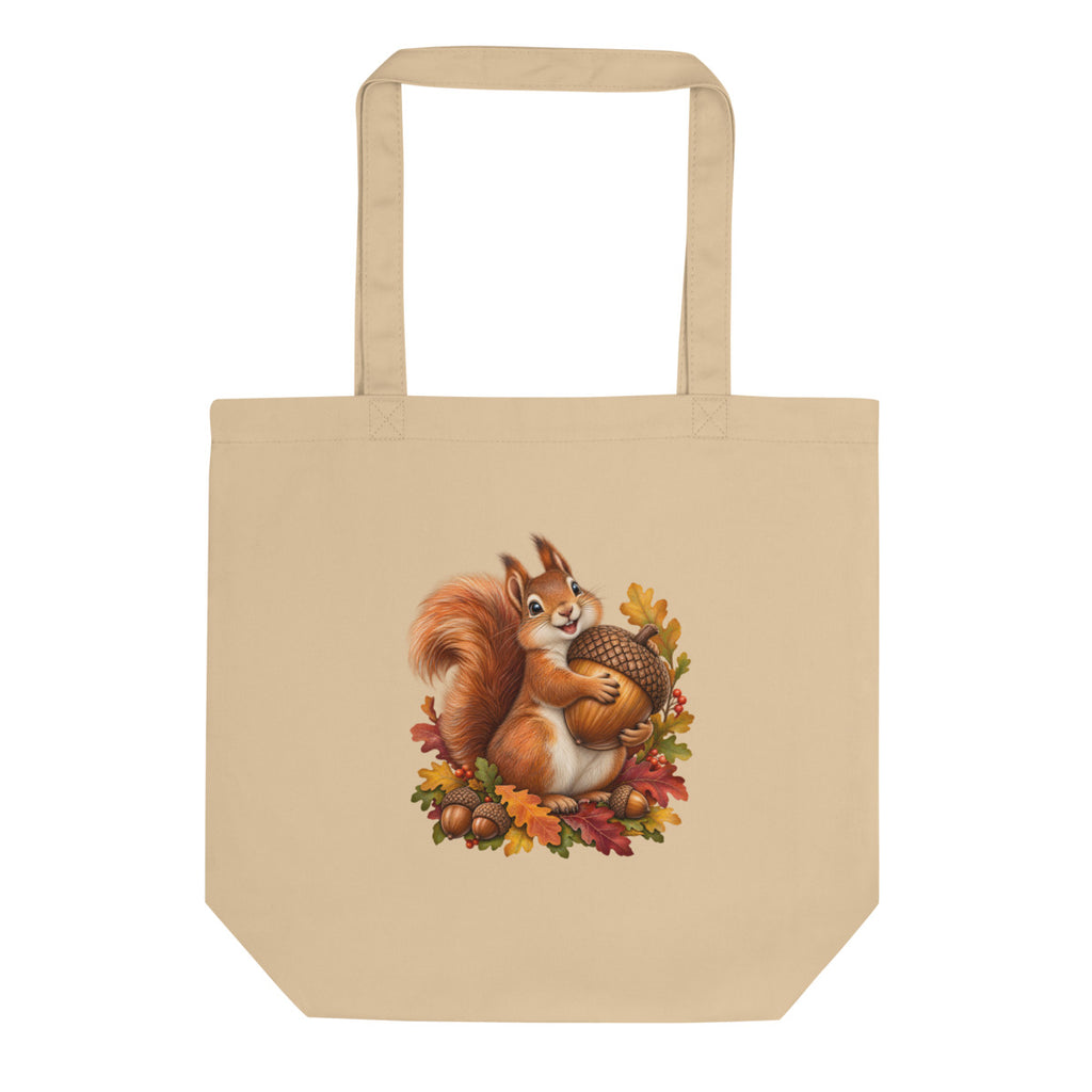 Eichhörnchen auf Vorrat – Bio-Baumwolltasche – Frontdruck