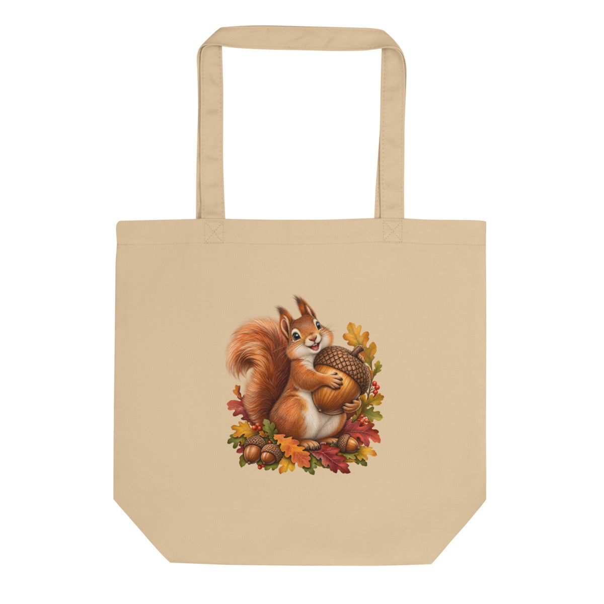 Eichhörnchen auf Vorrat – Bio-Baumwolltasche – Frontdruck