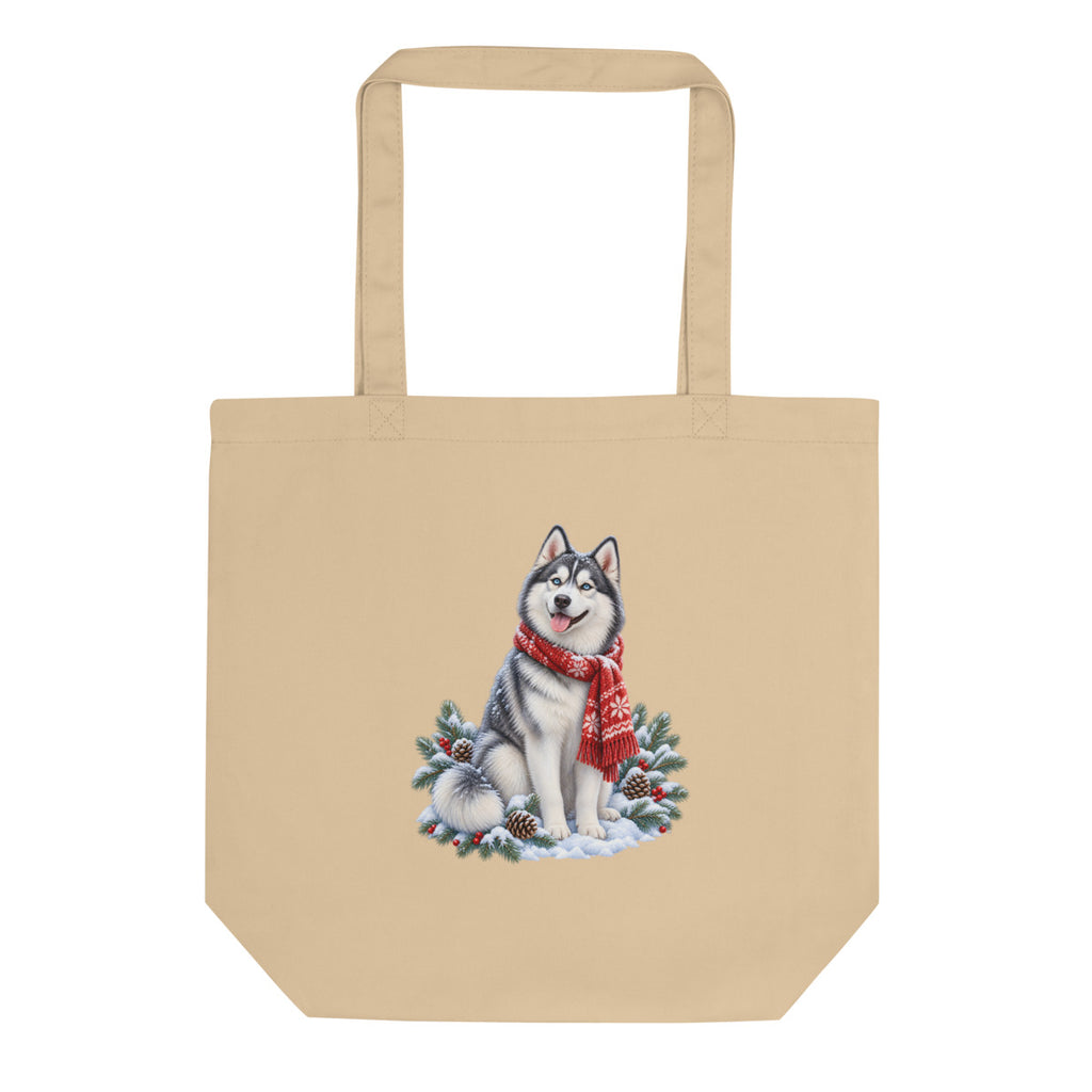 Husky im Winterwind – Bio-Baumwolltasche – Frontdruck