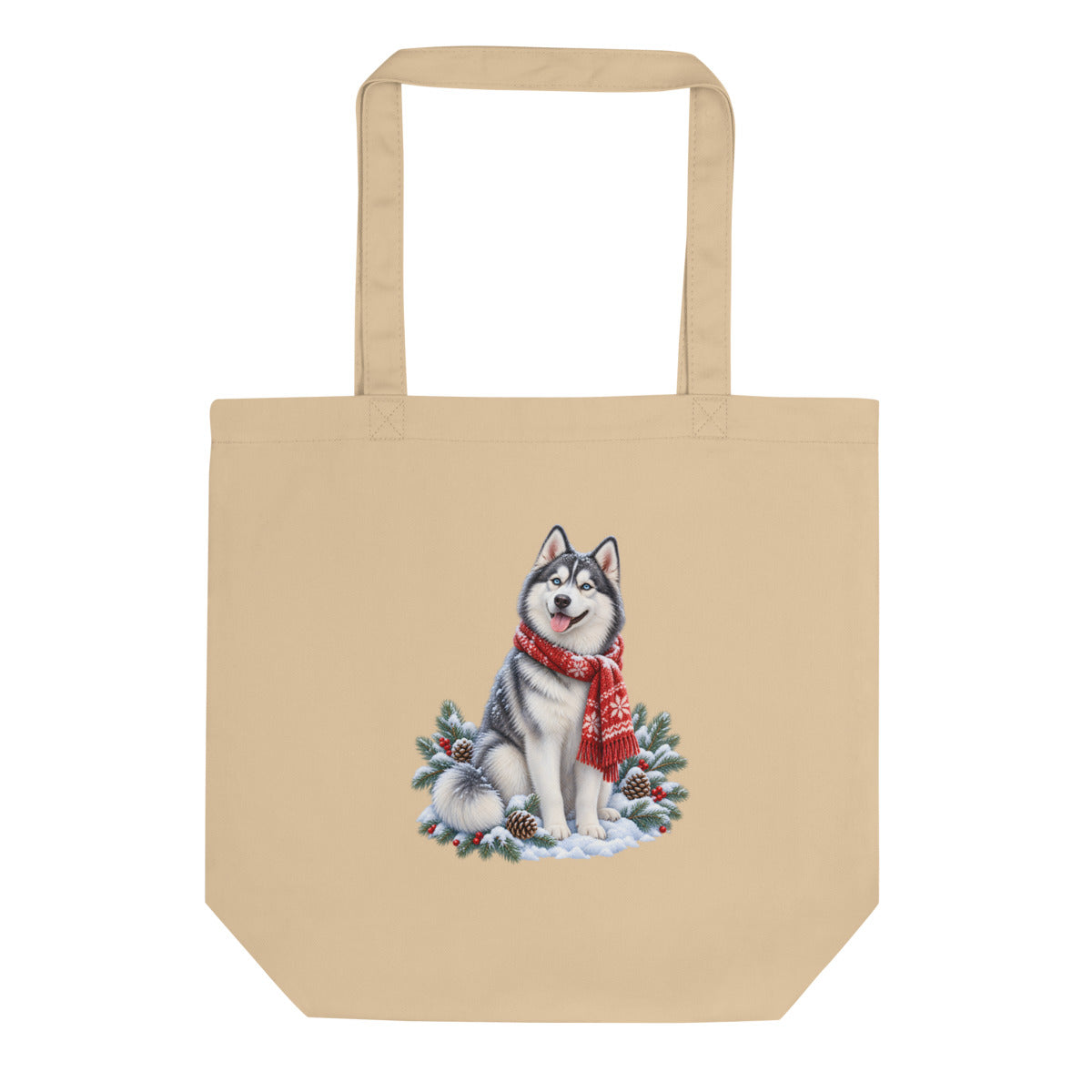 Husky im Winterwind – Bio-Baumwolltasche – Frontdruck
