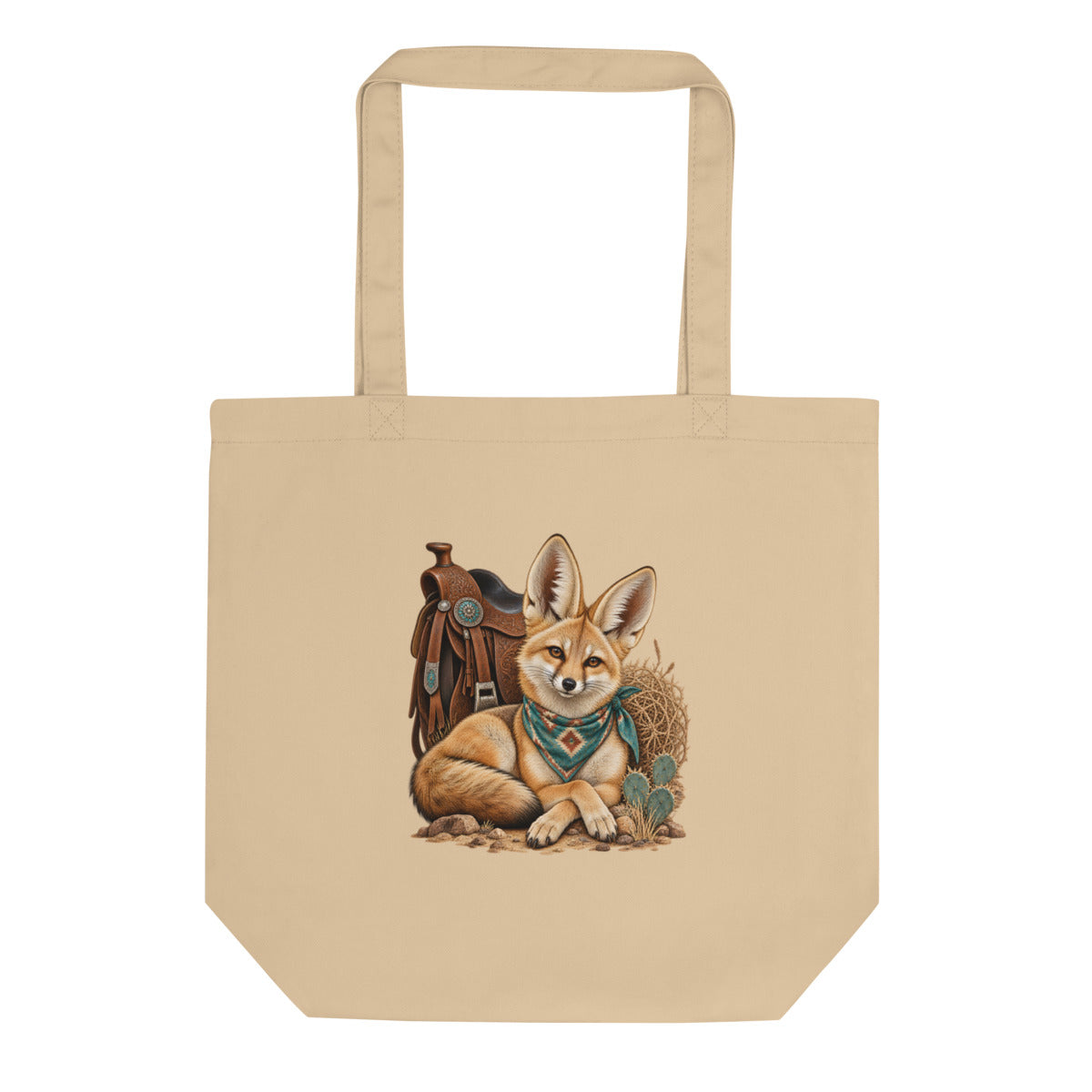 Wüstenfuchs auf Reise – Bio-Baumwolltasche – Frontdruck