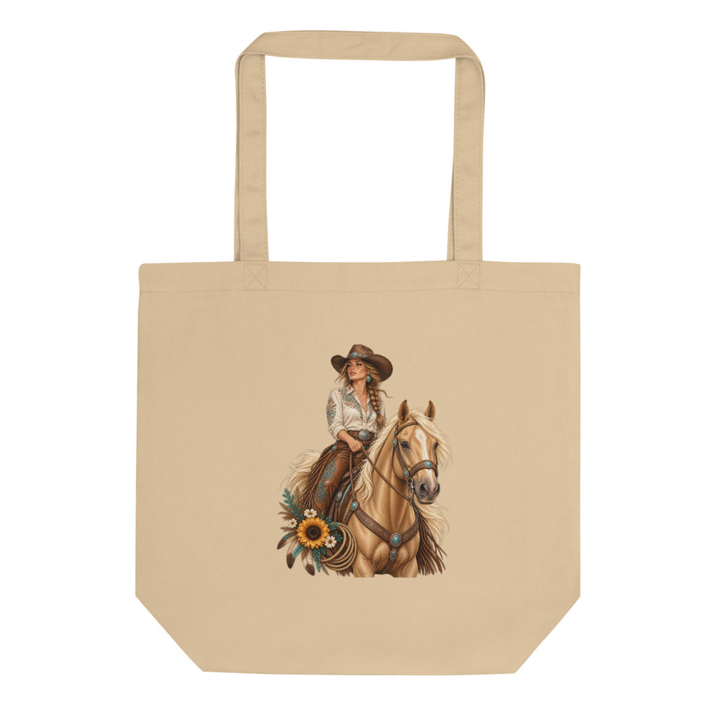 Cowgirl der Prärie – Bio-Baumwolltasche – Frontdruck