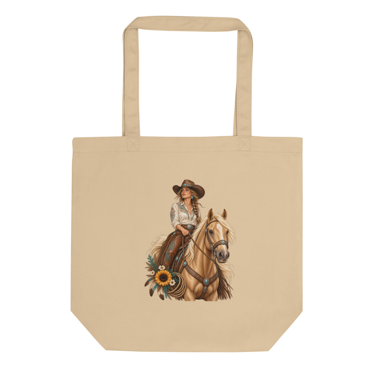 Cowgirl der Prärie – Bio-Baumwolltasche – Frontdruck