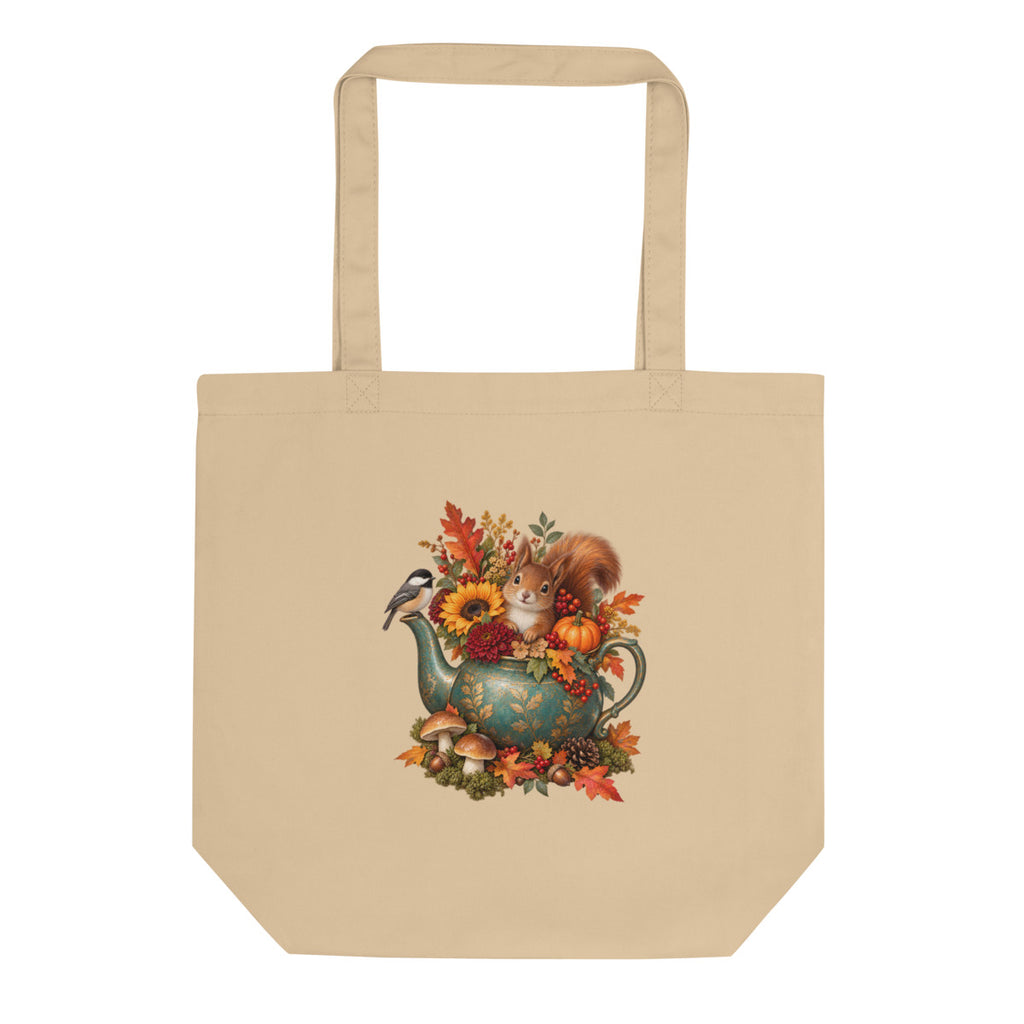 Herbstzauber im Teekessel – Bio-Baumwolltasche – Frontdruck