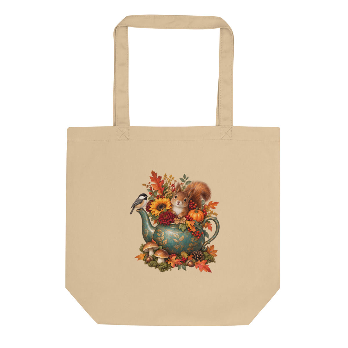 Herbstzauber im Teekessel – Bio-Baumwolltasche – Frontdruck