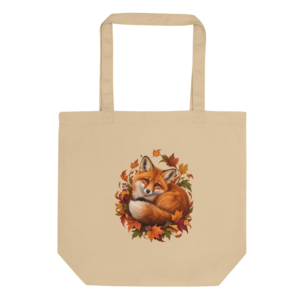 Fuchs im Blätterwirbel – Bio-Baumwolltasche – Frontdruck
