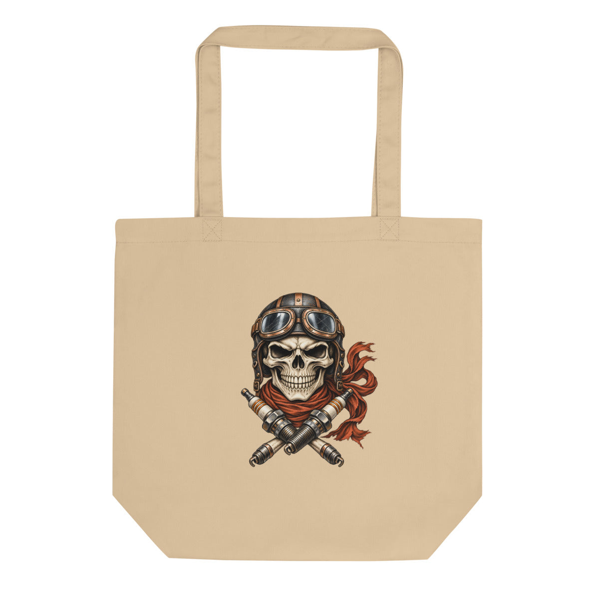 Totenkopf im Gegenwind – Bio-Baumwolltasche – Frontdruck