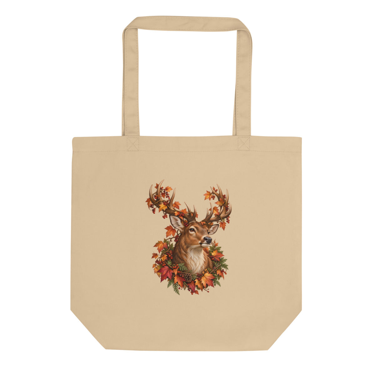 Hirsch im Kupferlaub – Bio-Baumwolltasche – Frontdruck